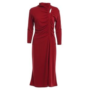 Italian Red Stretch Vintage Dress – Ruched Detail – Women’s 8